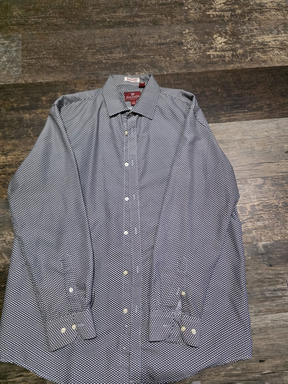 Tailored Men's Navy Micro-Print Dress Shirt